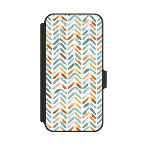 Samsung Galaxy A15 5G NIVOflip Élégant Automne Chevron Bleu Orange