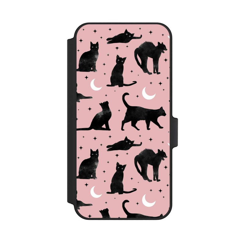 Galaxy A15 5G NIVOflip Katzen und Mond auf Rosa