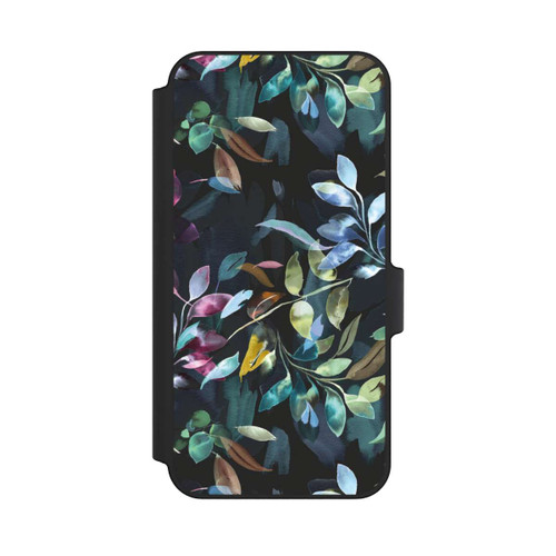 Samsung Galaxy A15 5G NIVOflip Mystische Aquarellblätter schwarz