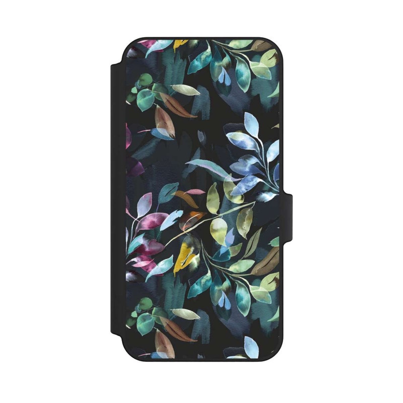 Galaxy A15 5G NIVOflip Mystische Aquarellblätter schwarz