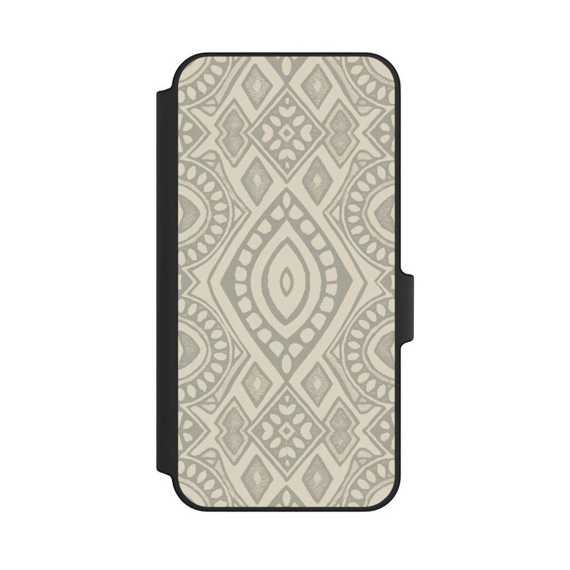Galaxy A15 5G NIVOflip Boho Geometric Mosaic Pattern Neutral Grey and Beige