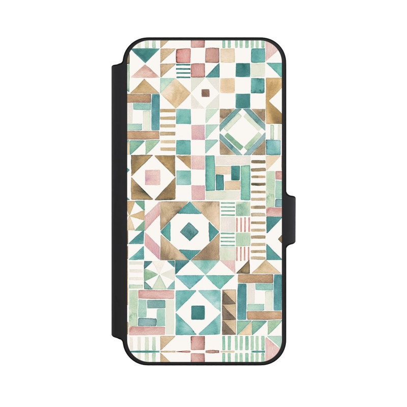 Galaxy A15 5G NIVOflip Geometric Blocks Retro Vintage Patchwork Green
