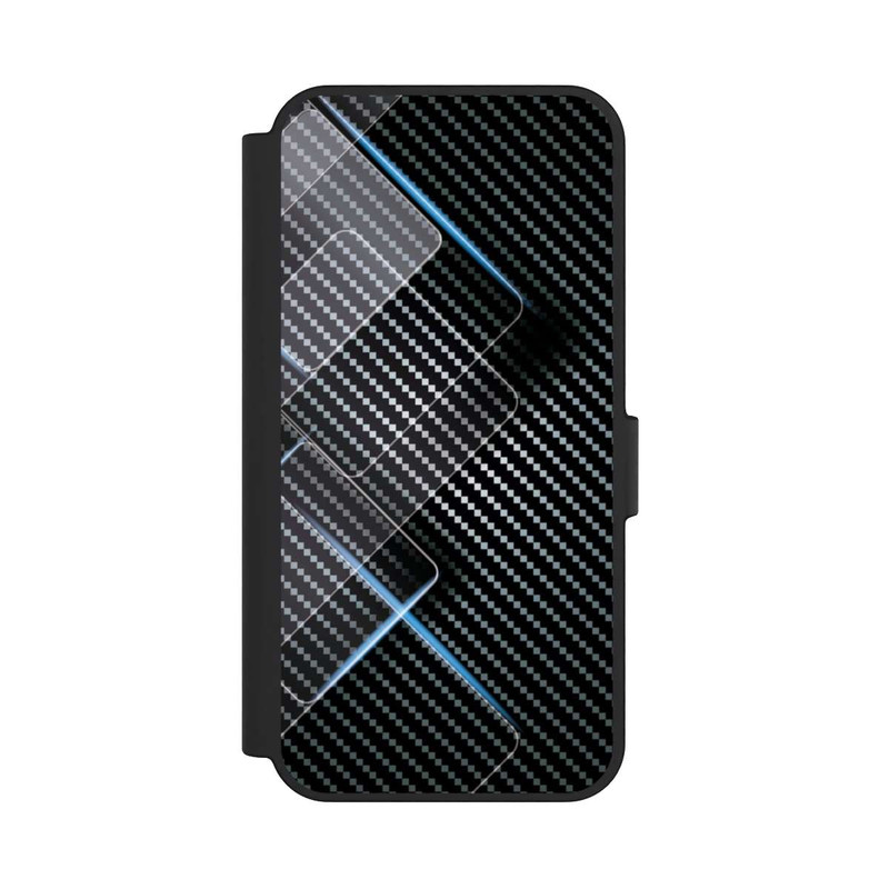 Galaxy S24 FE NIVOflip Blaue Linien auf Karbon