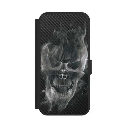 Samsung Galaxy S24 FE 5G NIVOflip rauchender Totenkopf Carbon