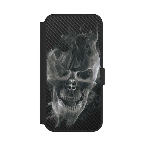 Samsung Galaxy S24 FE 5G NIVOflip rauchender Totenkopf Carbon
