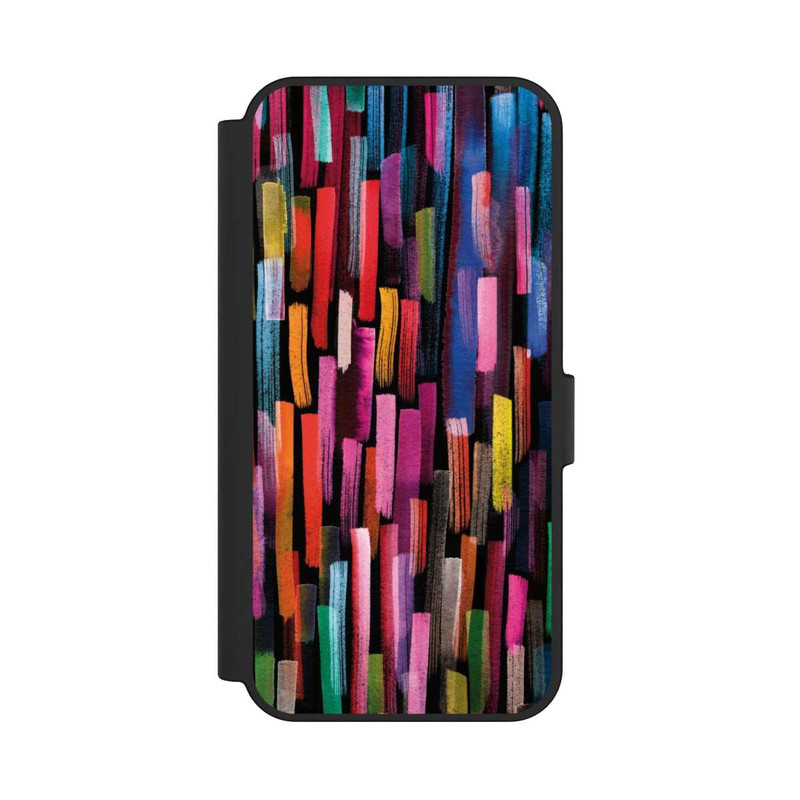 Galaxy S24 FE NIVOflip Coups De Pinceaux Colorés Noir