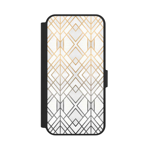 Samsung Galaxy S24 FE 5G NIVOflip Gold und Grauer Geo Golddruck