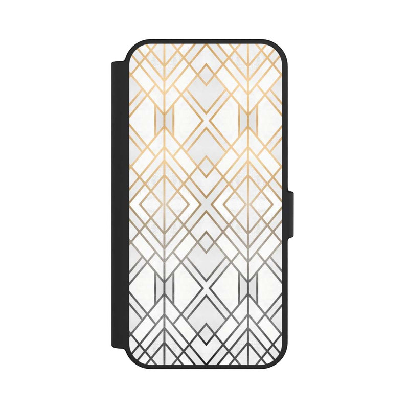 Galaxy S24 FE NIVOflip Gold und Grauer Geo Golddruck