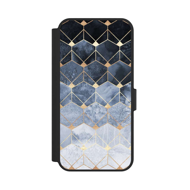 Galaxy S24 FE NIVOflip Impression Or Hexagones Bleus Et Diamants
