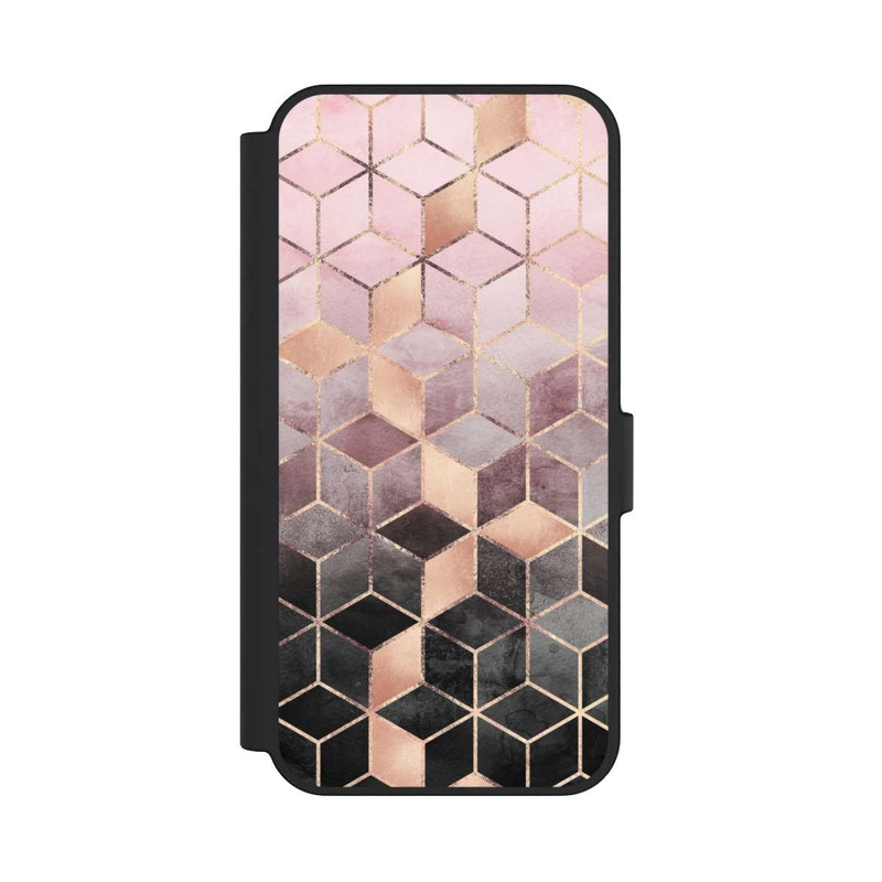 Galaxy S24 FE NIVOflip Imprimé Cubes Dégradés Gris Rose