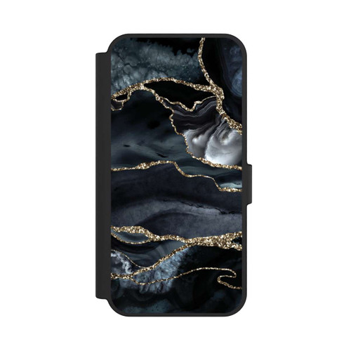 Samsung Galaxy S24 FE 5G NIVOflip Dunkler Marmor Gold Glitzerlook