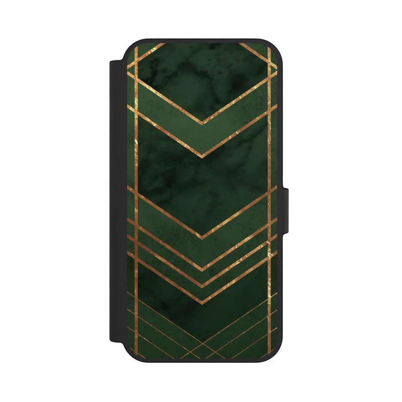 Galaxy S24 FE NIVOflip Dark Green Pattern Golden Stripes