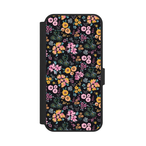 Samsung Galaxy S24 FE 5G NIVOflip Kleine bunte Blumen Schwarz 2