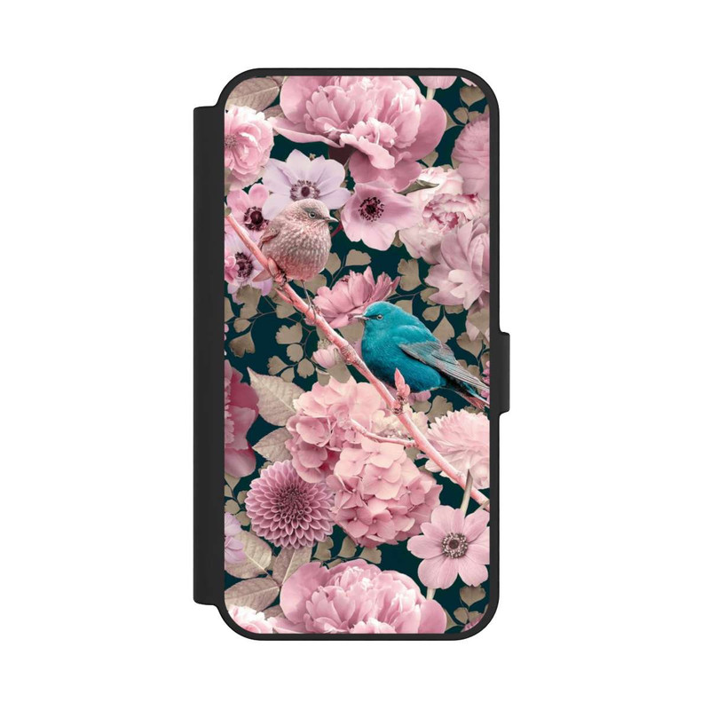 Galaxy S24 FE NIVOflip Moineaux à motif de fleurs roses