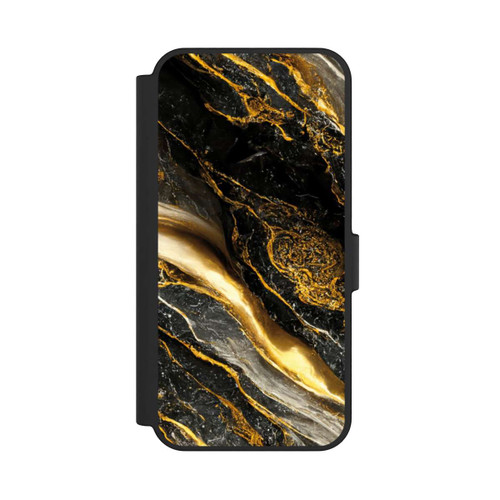 Samsung Galaxy S24 FE 5G NIVOflip Schwarze Marmor Goldschichten