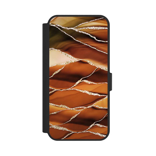 Samsung Galaxy S24 FE 5G NIVOflip Braune Marmorstreifen im Glitzer Look