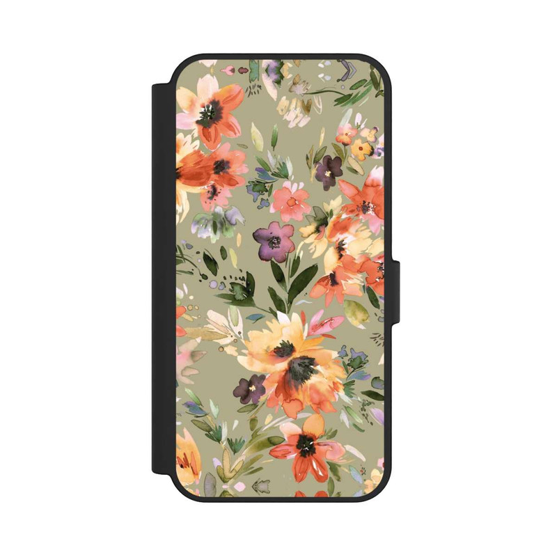 Galaxy S24 FE NIVOflip Malerische tropische Blumen Salbeigrün