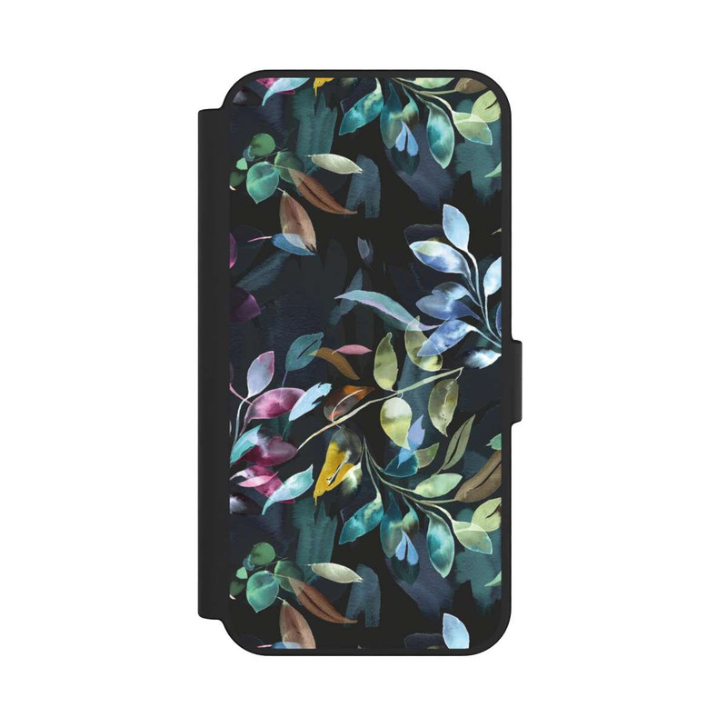 Galaxy S24 FE NIVOflip Aquarelle Feuilles Mystiques Noir