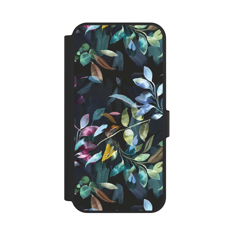 Galaxy S24 FE NIVOflip Watercolor Mystic Leaves Black