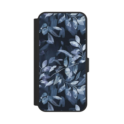Samsung Galaxy S24 FE 5G NIVOflip Mystische Aquarellblätter marineblau