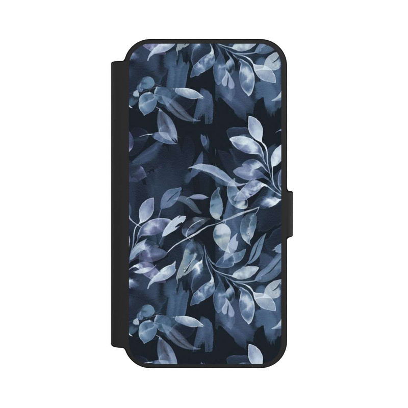 Galaxy S24 FE NIVOflip Mystische Aquarellblätter marineblau
