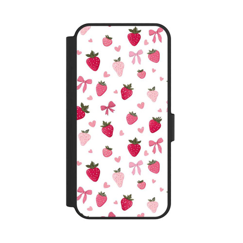 Samsung Galaxy S24 FE 5G NIVOflip Erdbeer Herz Schleifen Muster Pink