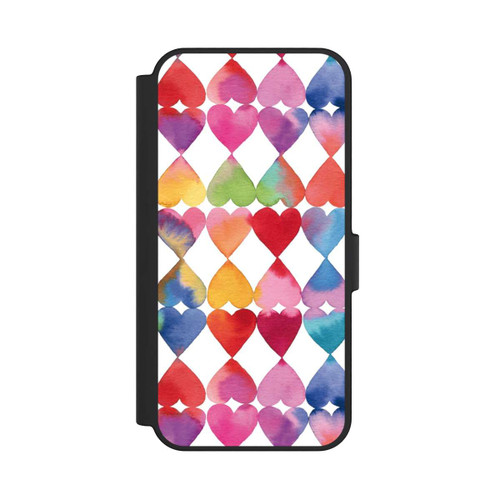 Samsung Galaxy S24 FE 5G NIVOflip Colorful Watercolor Hearts Pattern
