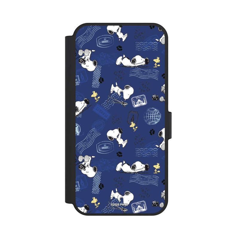 Galaxy S24 FE NIVOflip Peanuts Travel Stamps Pattern Blue