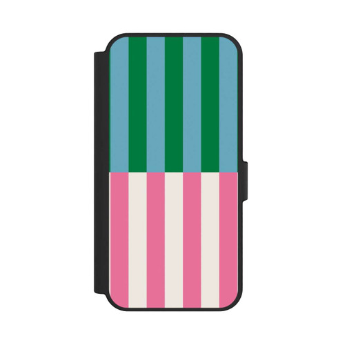 Samsung Galaxy S24 FE 5G NIVOflip Streifenmuster Grün Rosa
