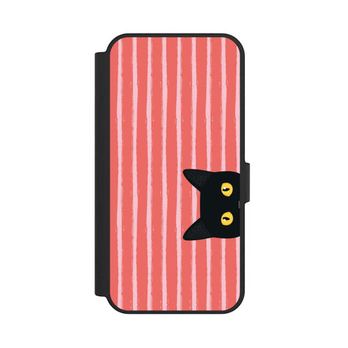 Samsung Galaxy S24 FE 5G NIVOflip Chat noir sur fond rayé orange