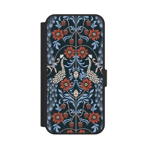 Samsung Galaxy S24 FE 5G NIVOflip Vintage Peacock Garden Arts and Crafts Floral Dark