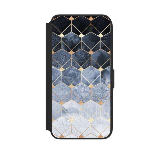 Samsung Galaxy A16 5G NIVOflip Blaue Sechsecke und Diamanten Golddruck