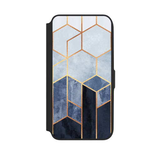 Samsung Galaxy A16 5G NIVOflip Blauer Farbverlauf Sechsecke Golddruck