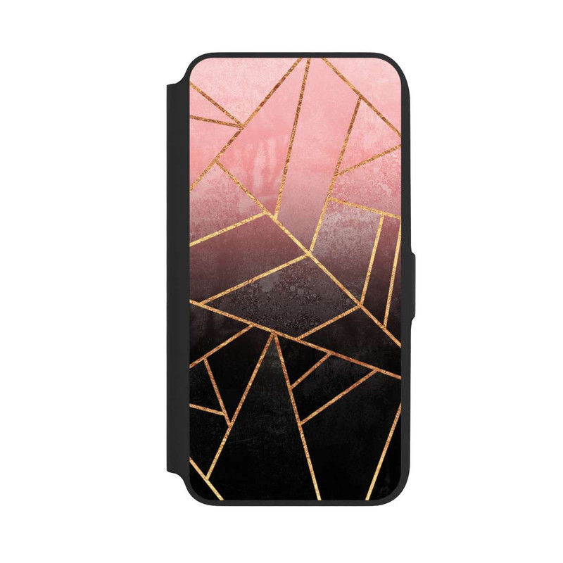 Galaxy A16 5G NIVOflip Pinker und Schwarzer Stein Gold Druck