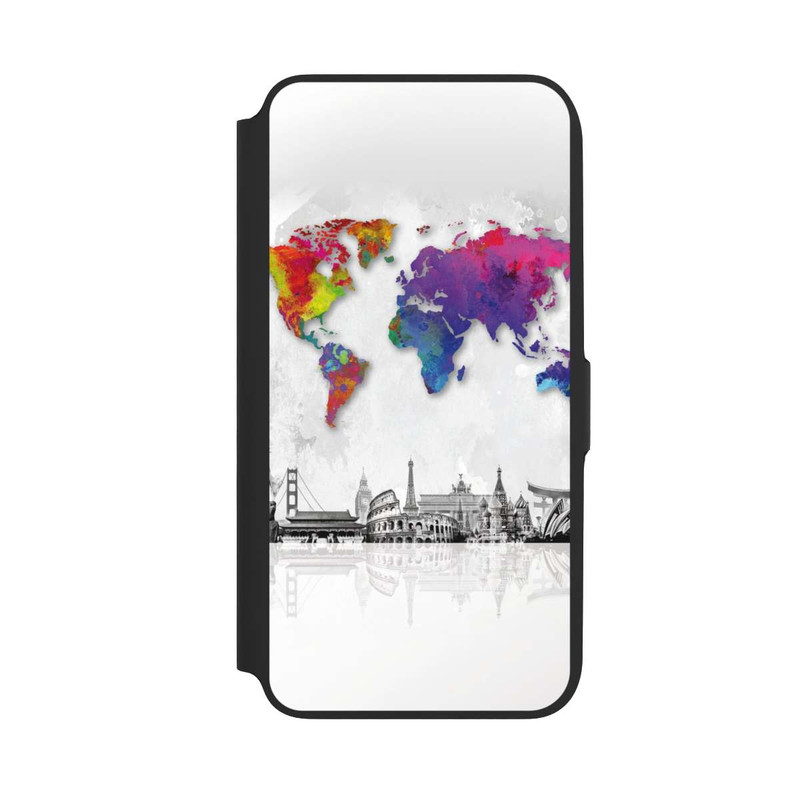 Galaxy A16 5G NIVOflip Weltkarte mit Skyline