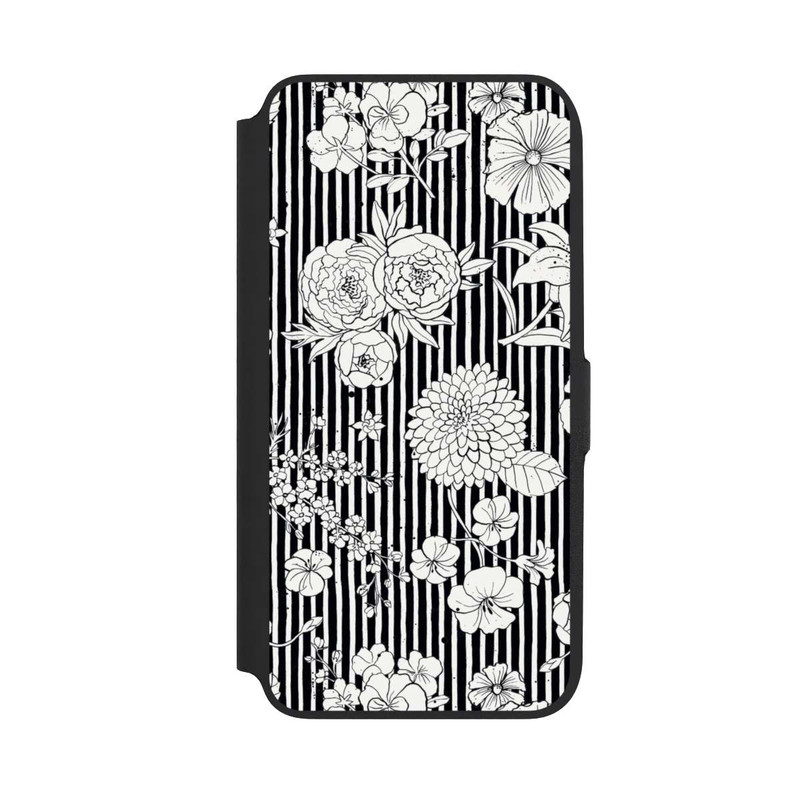 Galaxy A16 5G NIVOflip Fleurs et rayures noir et blanc