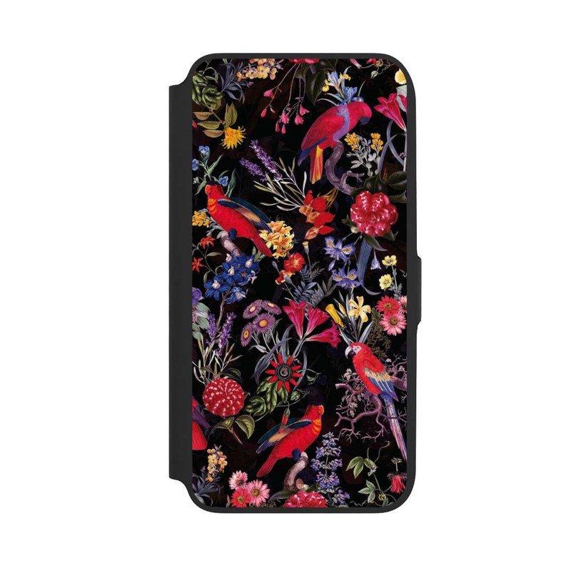 Galaxy A16 5G NIVOflip Fleurs sombres et perroquets