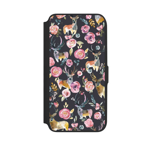 Samsung Galaxy A16 5G NIVOflip Cerfs et fleurs Anthracite