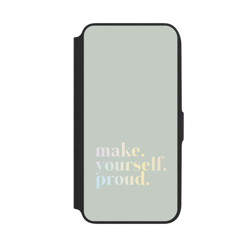 Galaxy A16 5G NIVOflip Make Yourself Proud Zitat-Minze und Farbverlauf