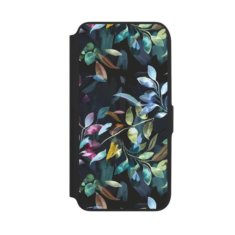 Galaxy A16 5G NIVOflip Mystische Aquarellblätter schwarz