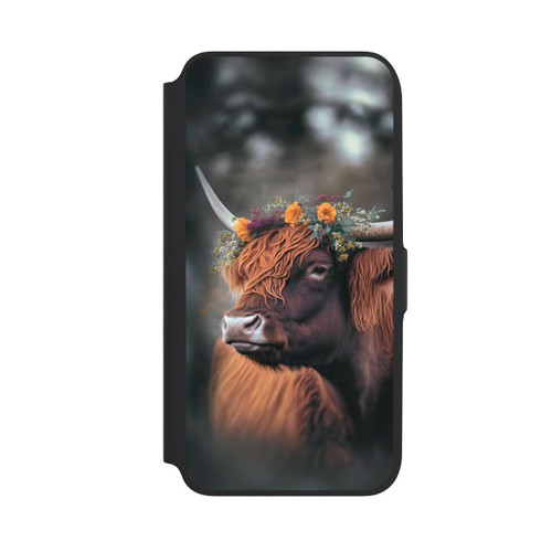 Samsung Galaxy A16 5G NIVOflip Vache des Highlands avec des fleurs avec IA