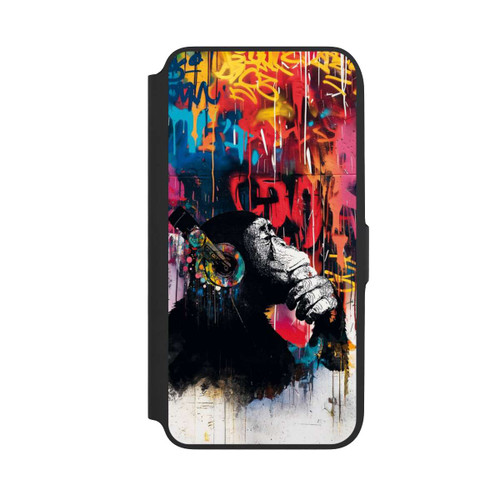 Samsung Galaxy A16 5G NIVOflip Affe Stereo Kopfhörer Graffiti Street Art Blau