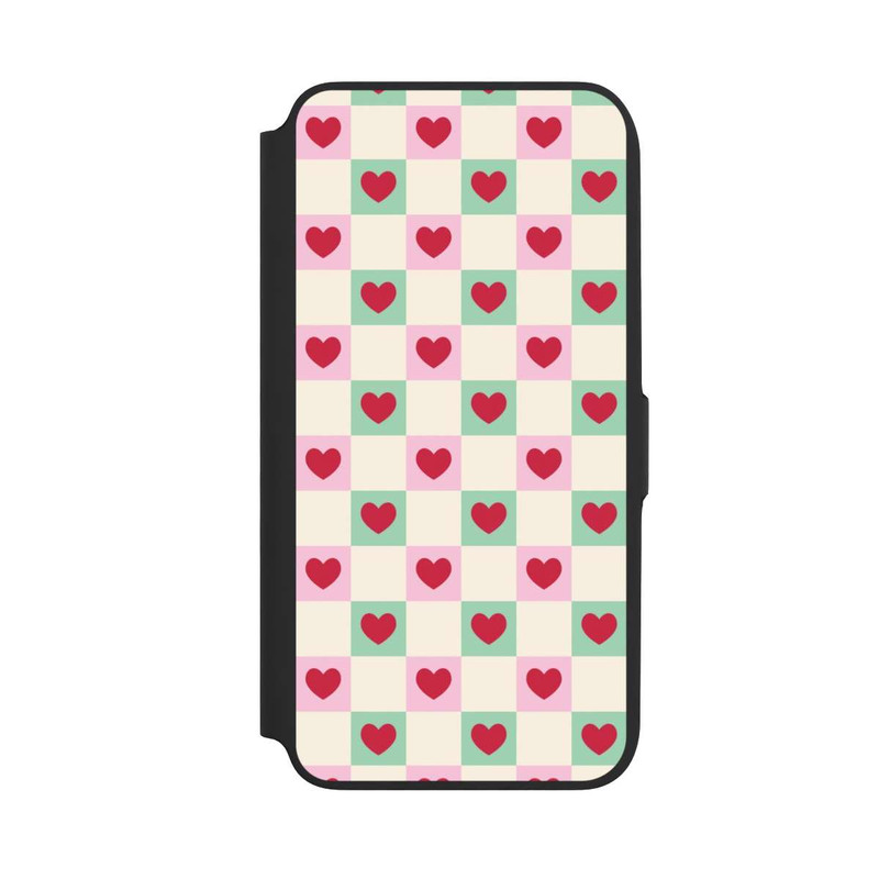 Galaxy A16 5G NIVOflip Cœurs à Carreaux Rose et Vert Saint-Valentin
