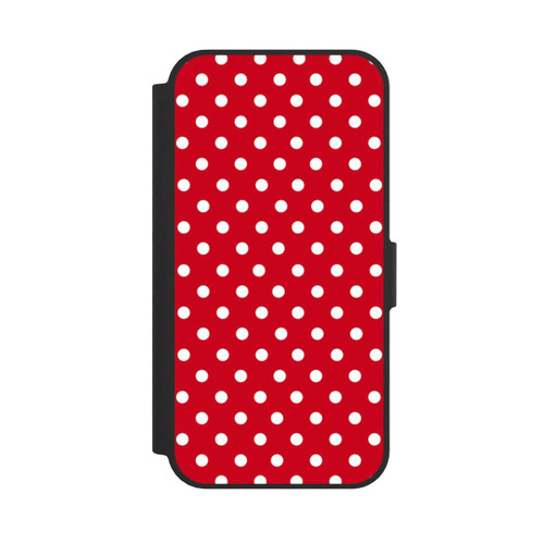 Apple iPhone 16e NIVOflip Polka Dots - dunkelrot und weiß