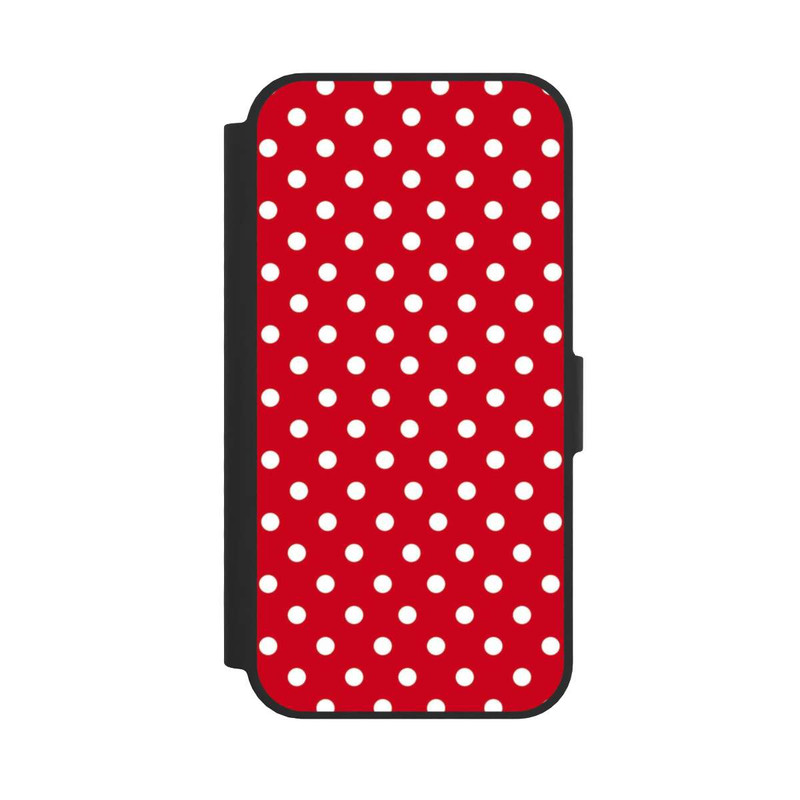 iPhone 16e NIVOflip Polka Dots Dunkelrot und Weiß