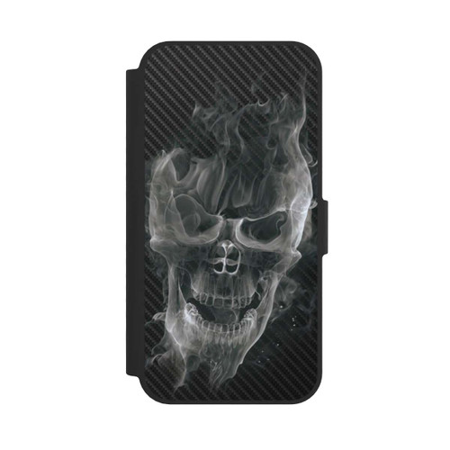 Apple iPhone 16e NIVOflip rauchender Totenkopf Carbon