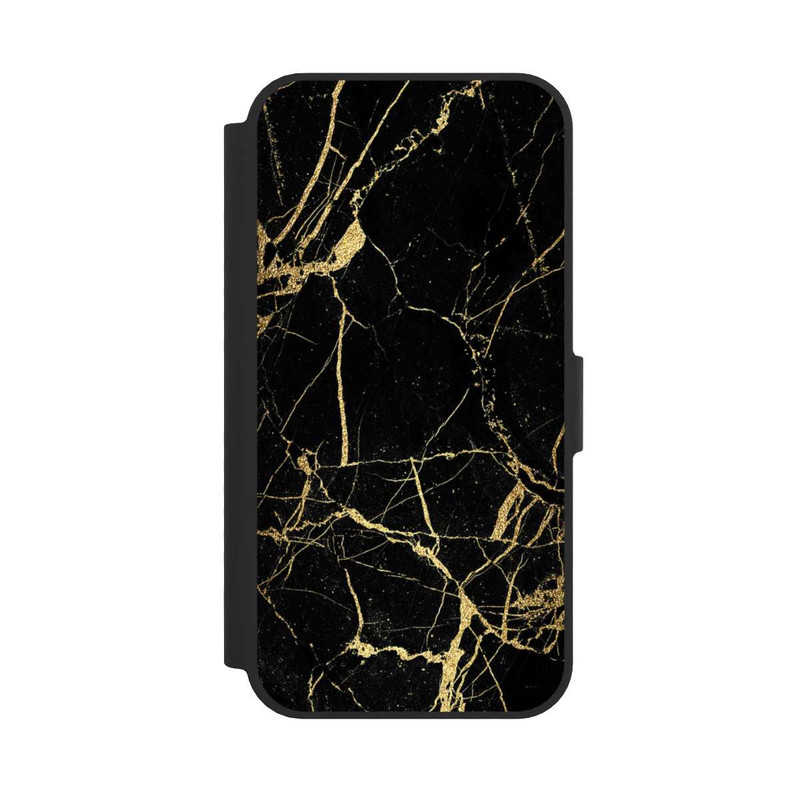 iPhone 16e NIVOflip Schwarzgoldener Marmor-Look