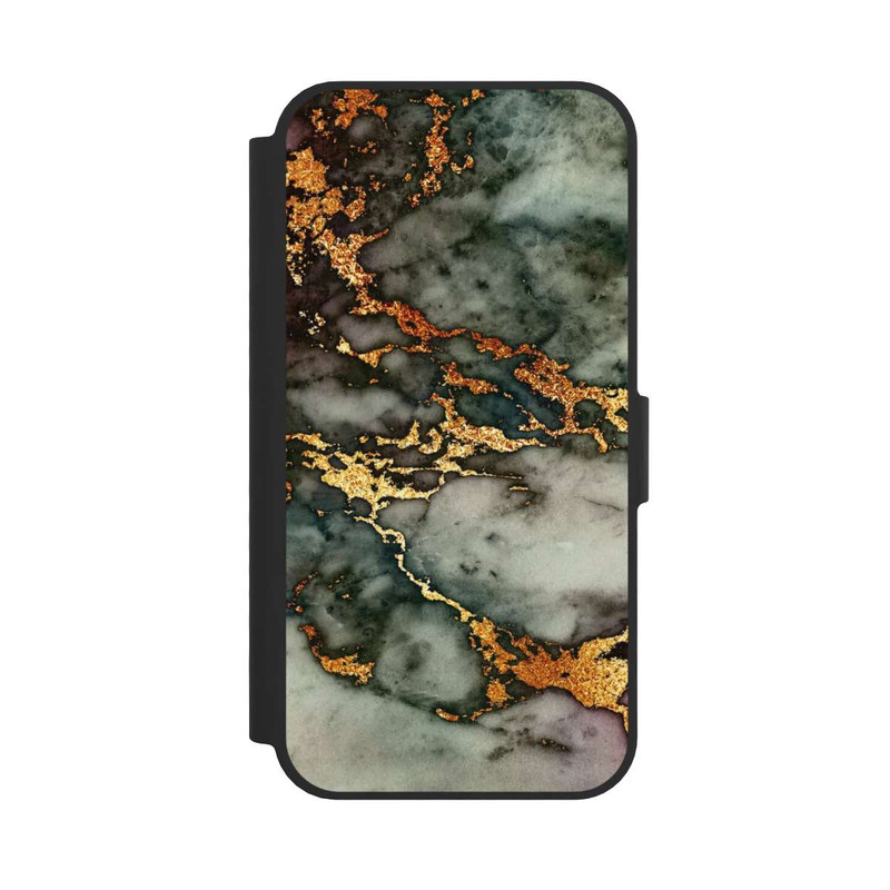 iPhone 16e NIVOflip Grauer und goldener Marmor Look