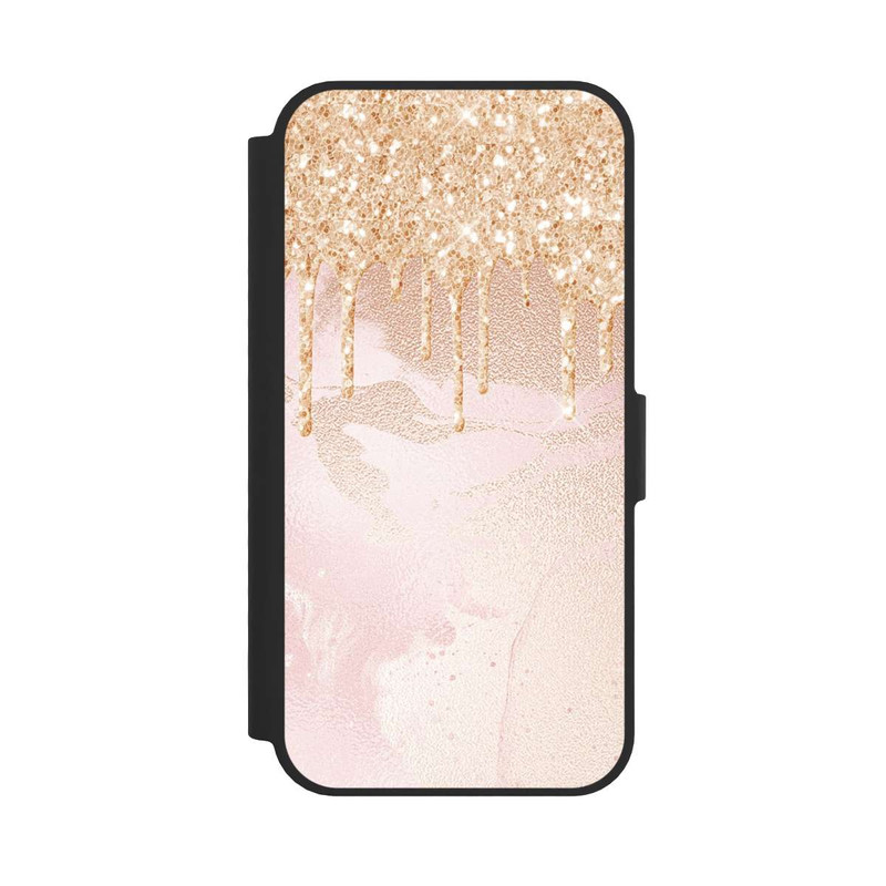 iPhone 16e NIVOflip Gouttelettes Scintillantes Look Rose Gold