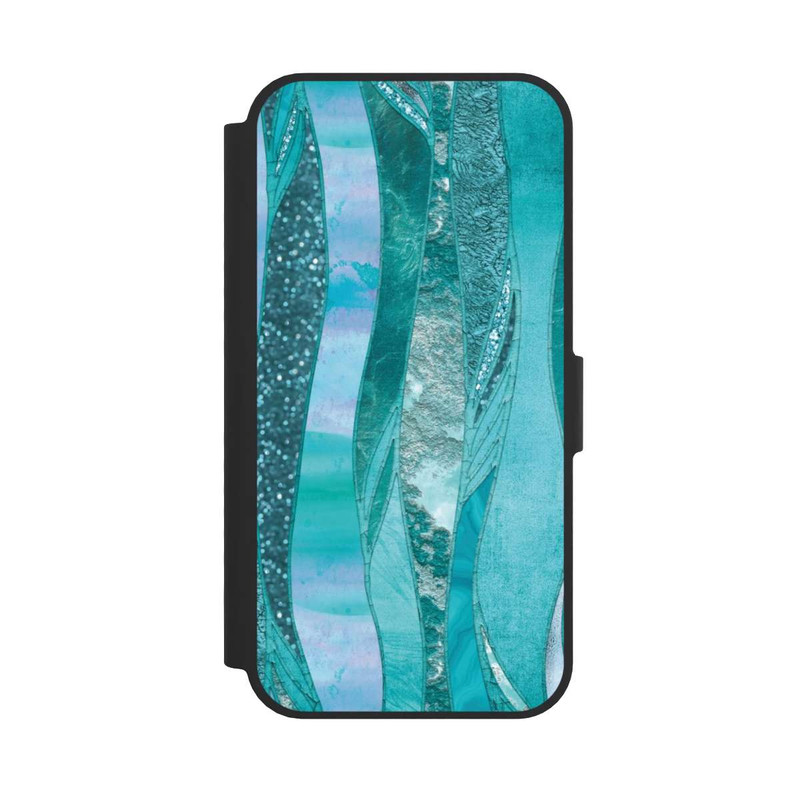 iPhone 16e NIVOflip Look pailleté glamour bleu